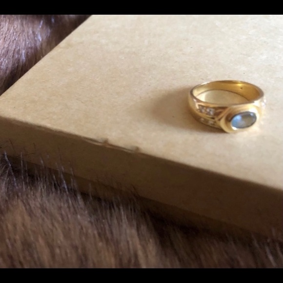 Vintage 18kt Gold Ring w Aquamarine & Diamonds - Picture 4 of 7